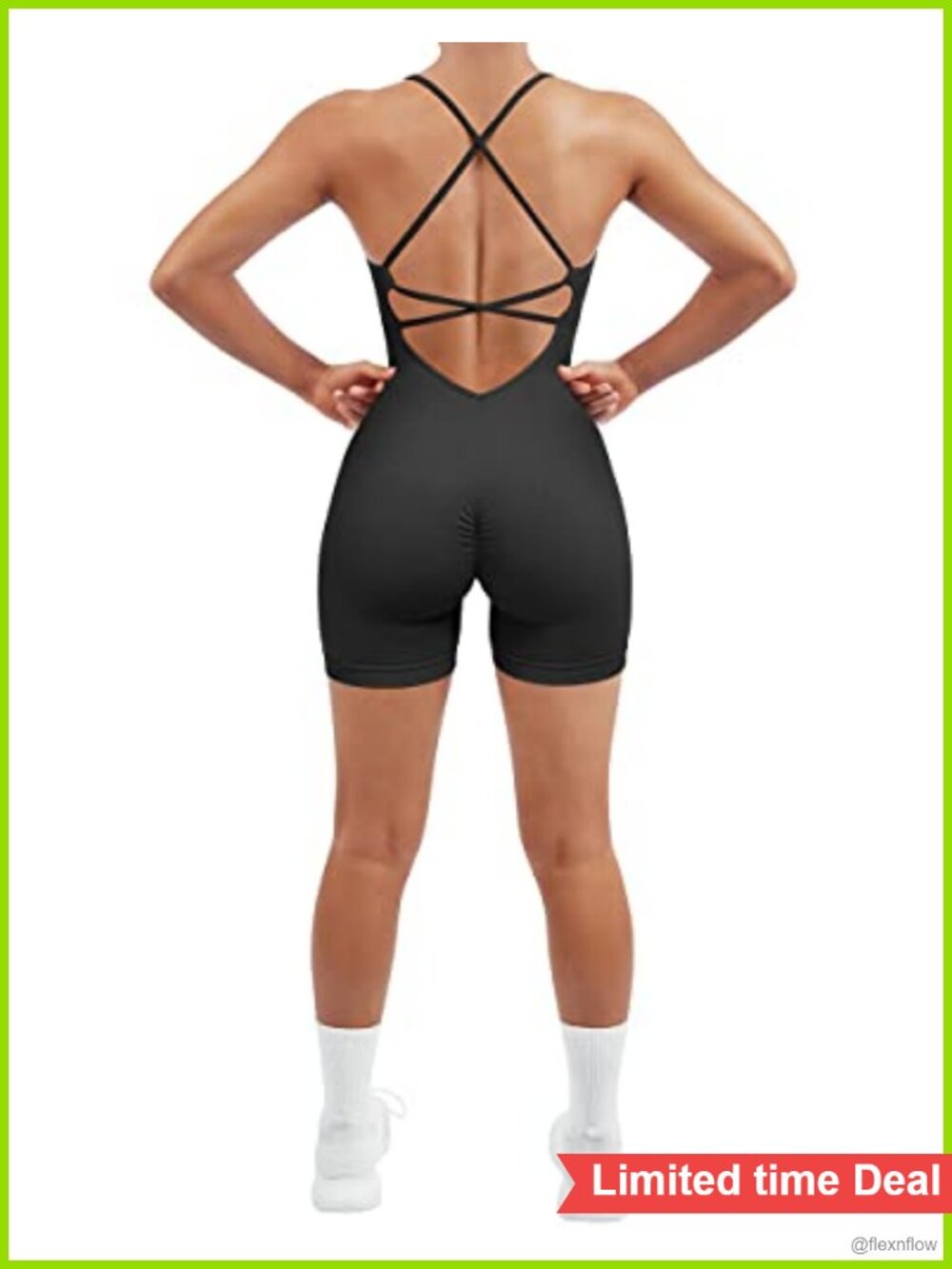 Strappy Backless Seamless Jumpsuit Romper Workout Padded Sports Bra